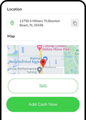 Find location and add cash amount